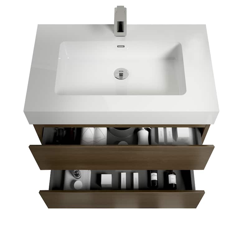 30" Bathroom Vanity with Sink, Large Storage Wall Mounted Floating